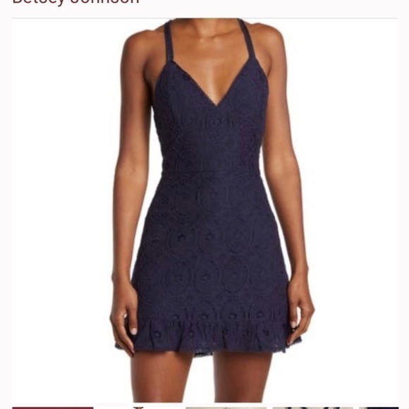 Betsey Johnson Dresses & Skirts - Betsy Johnson Navy Lace Strappy Dress Medium